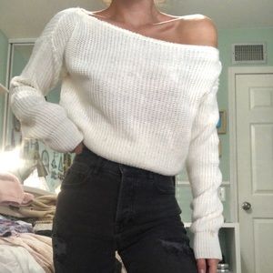 White off the shoulder sweater